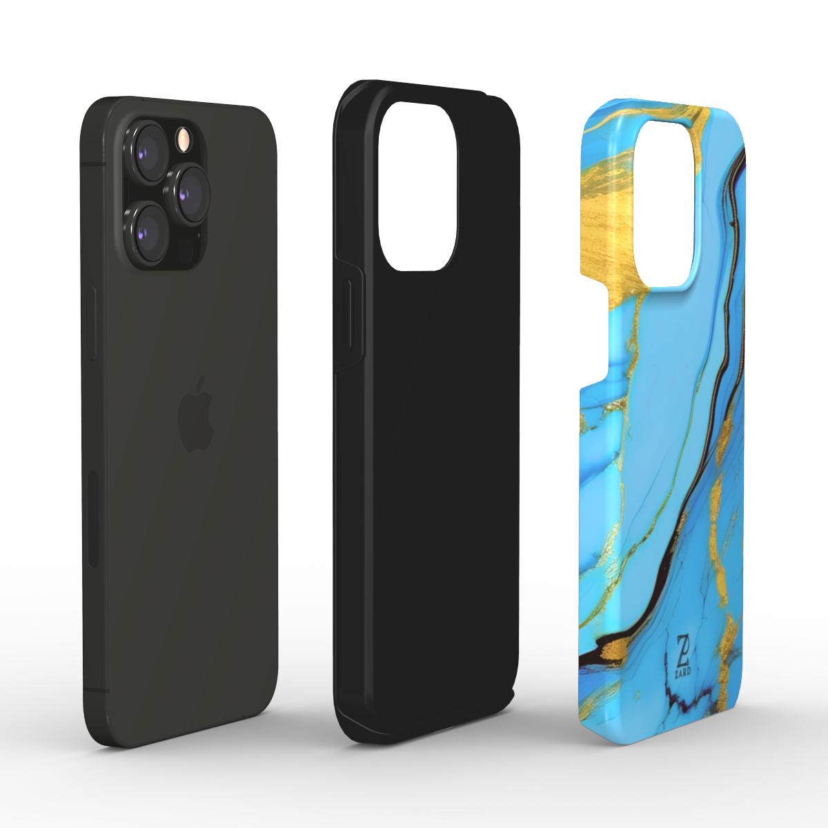 Phone tough case: Azure Golden Marble