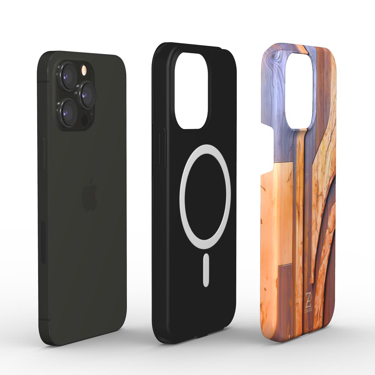 Phone tough case (MagSafe): Walnut Mosaic Wood