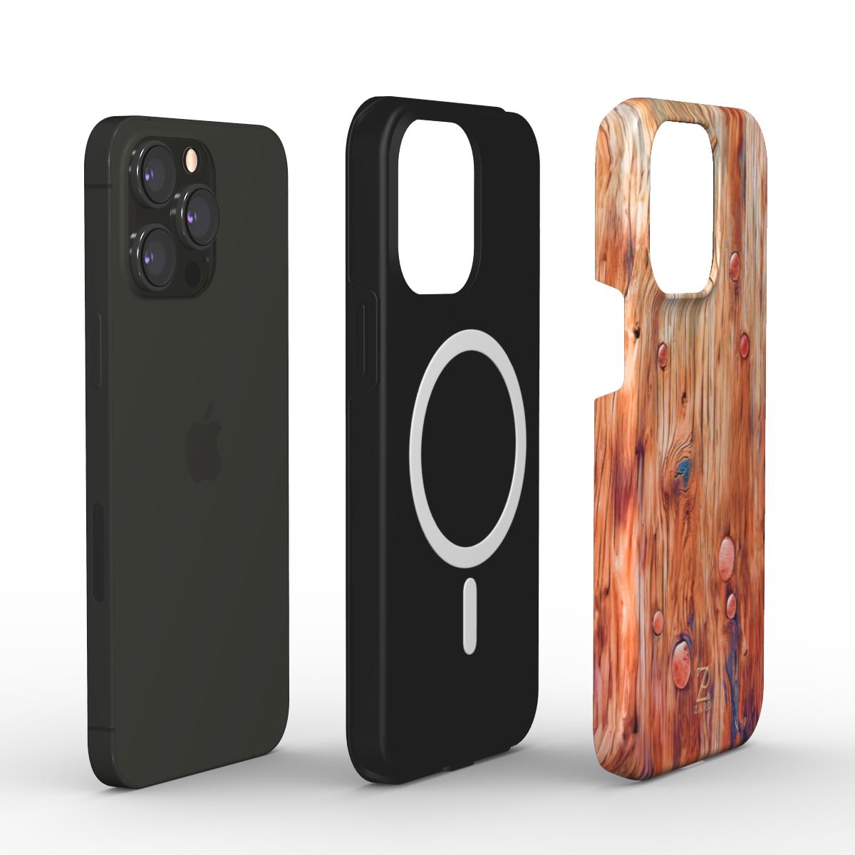 Phone tough case (MagSafe): Nailed Rustic Wood