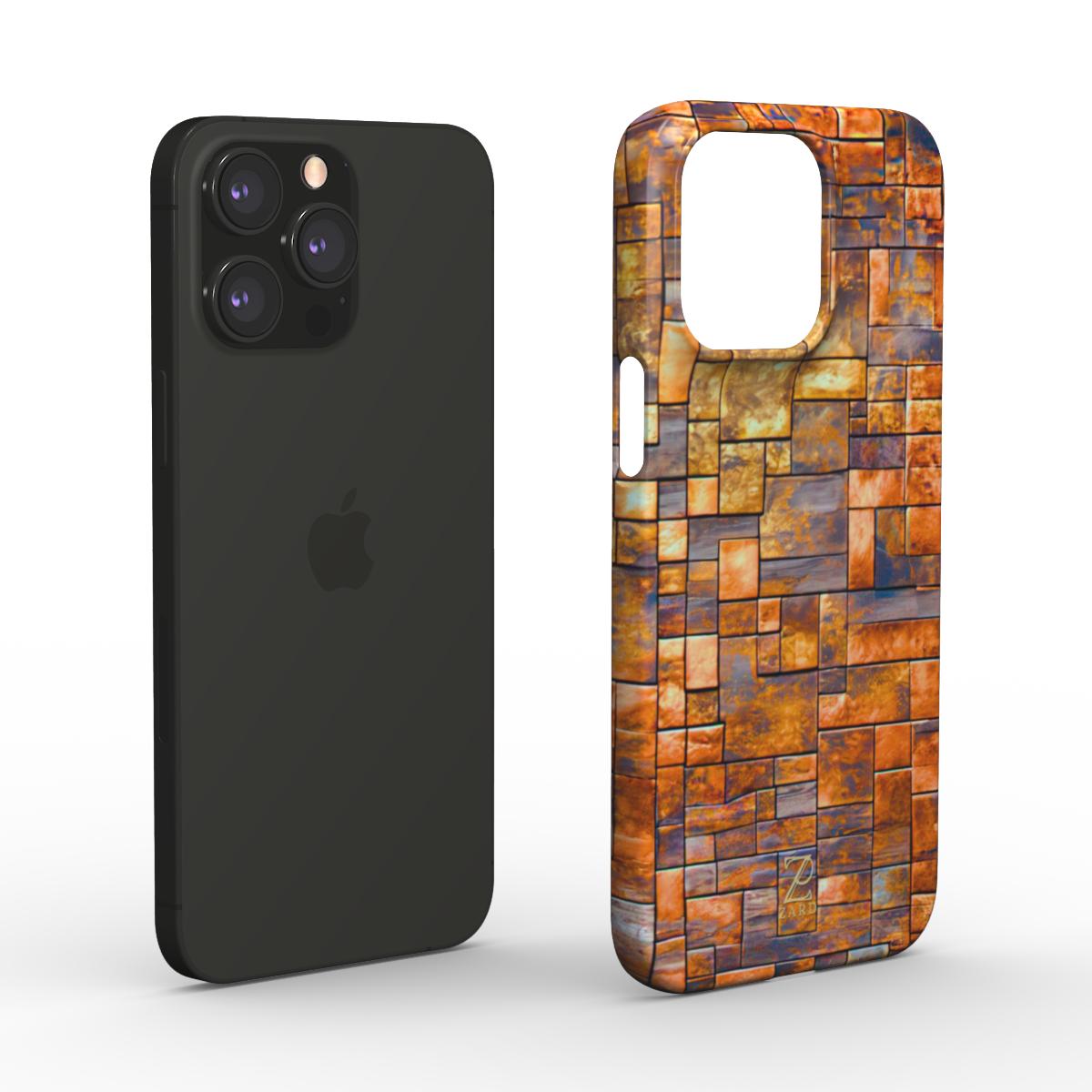 Phone snap case: Brass Rustic Blocks