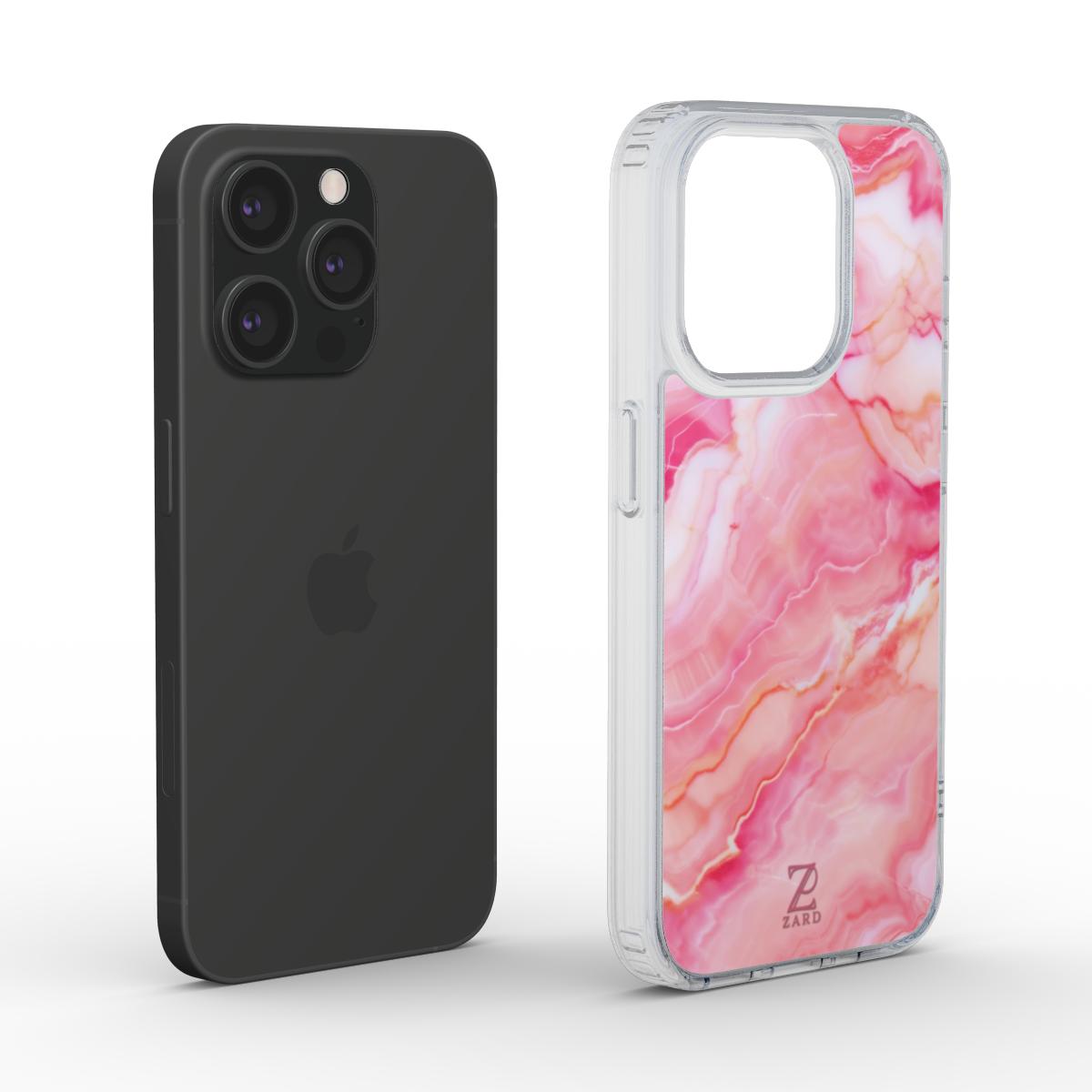 Phone clear case: Pink Marble