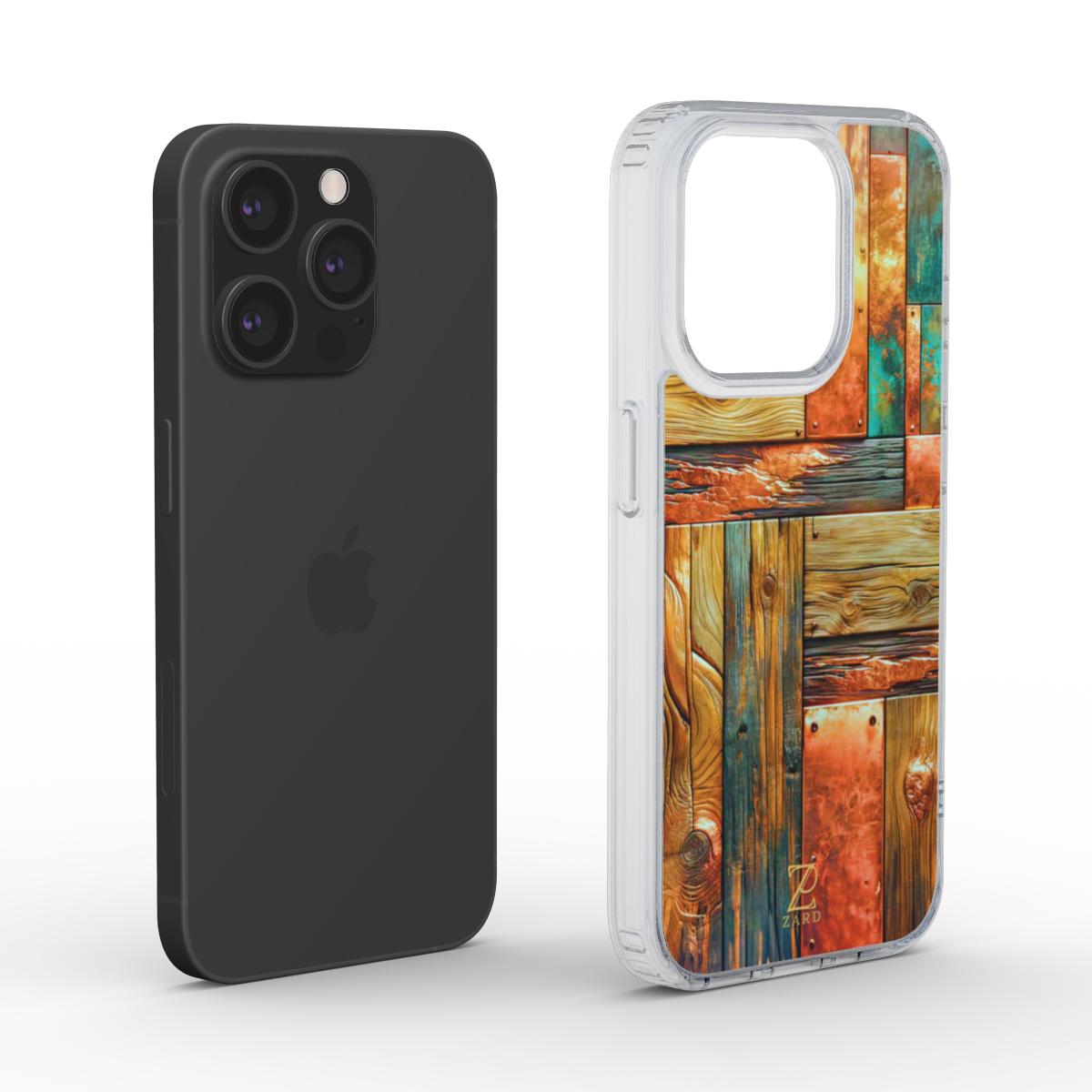 Phone clear case: Copper Plated Wood