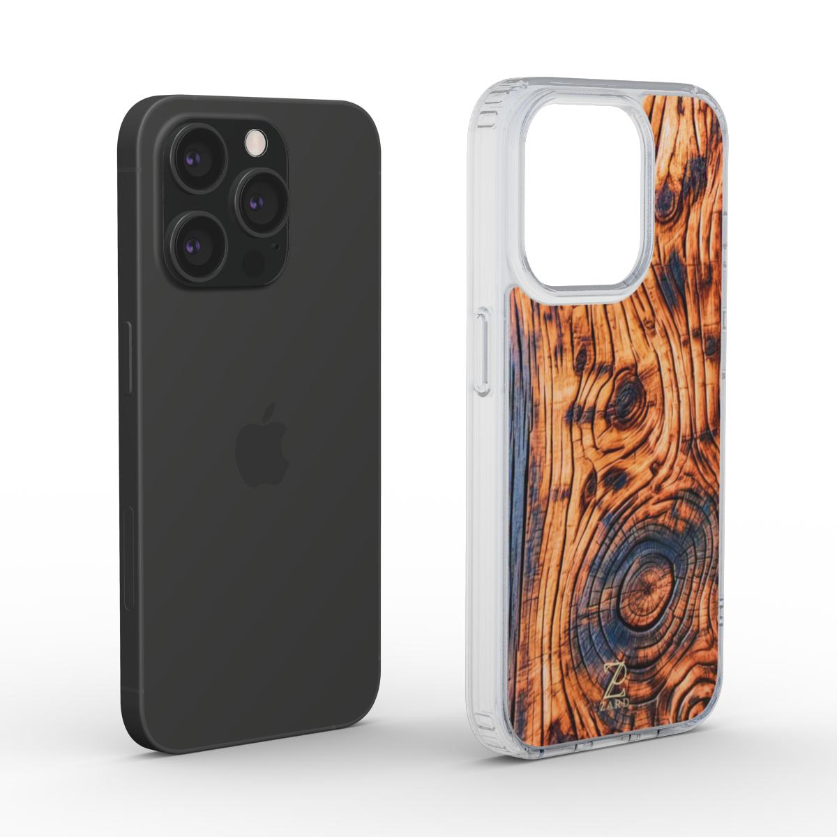 Phone clear case: Charcoal Rustic Wood