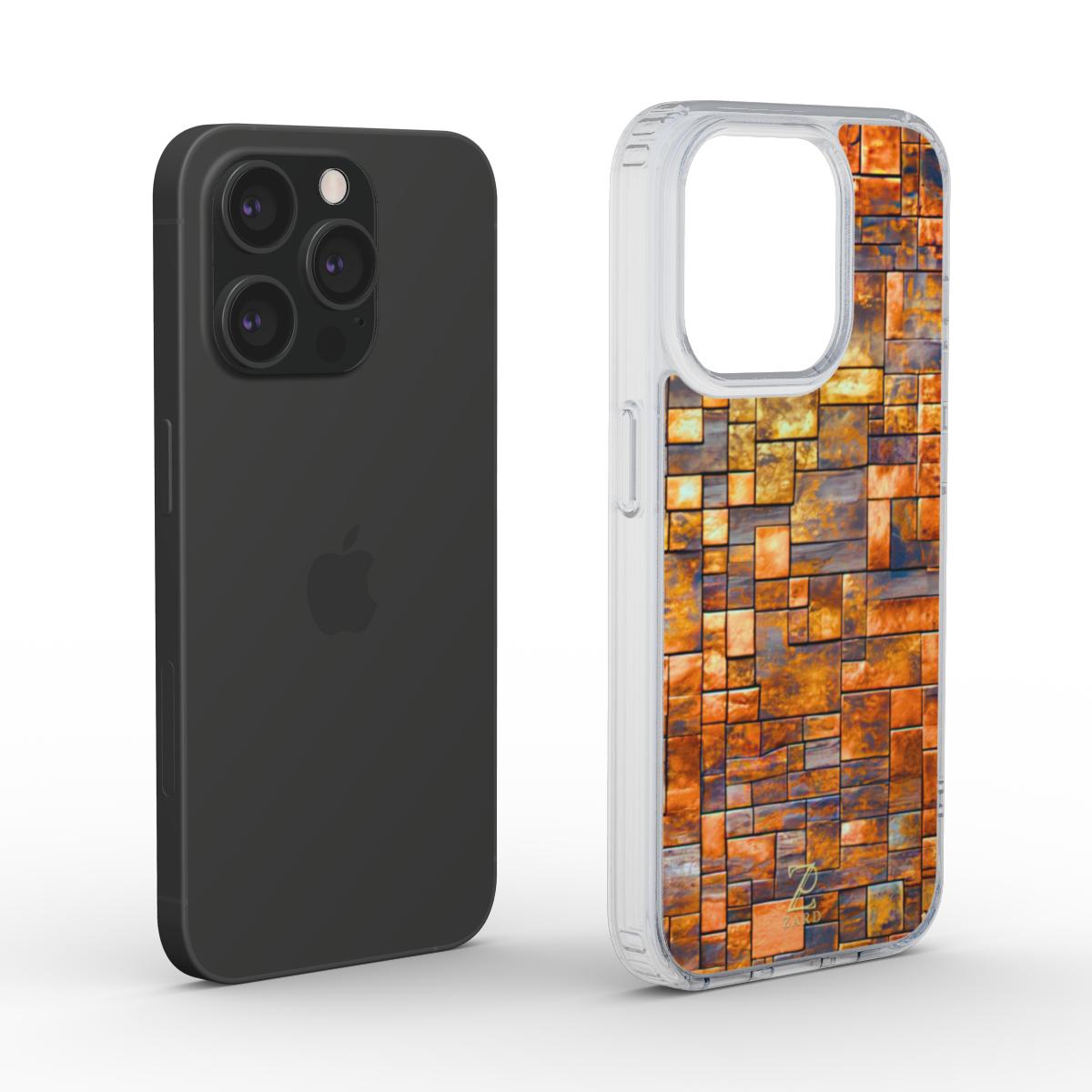 Phone clear case: Brass Rustic Blocks