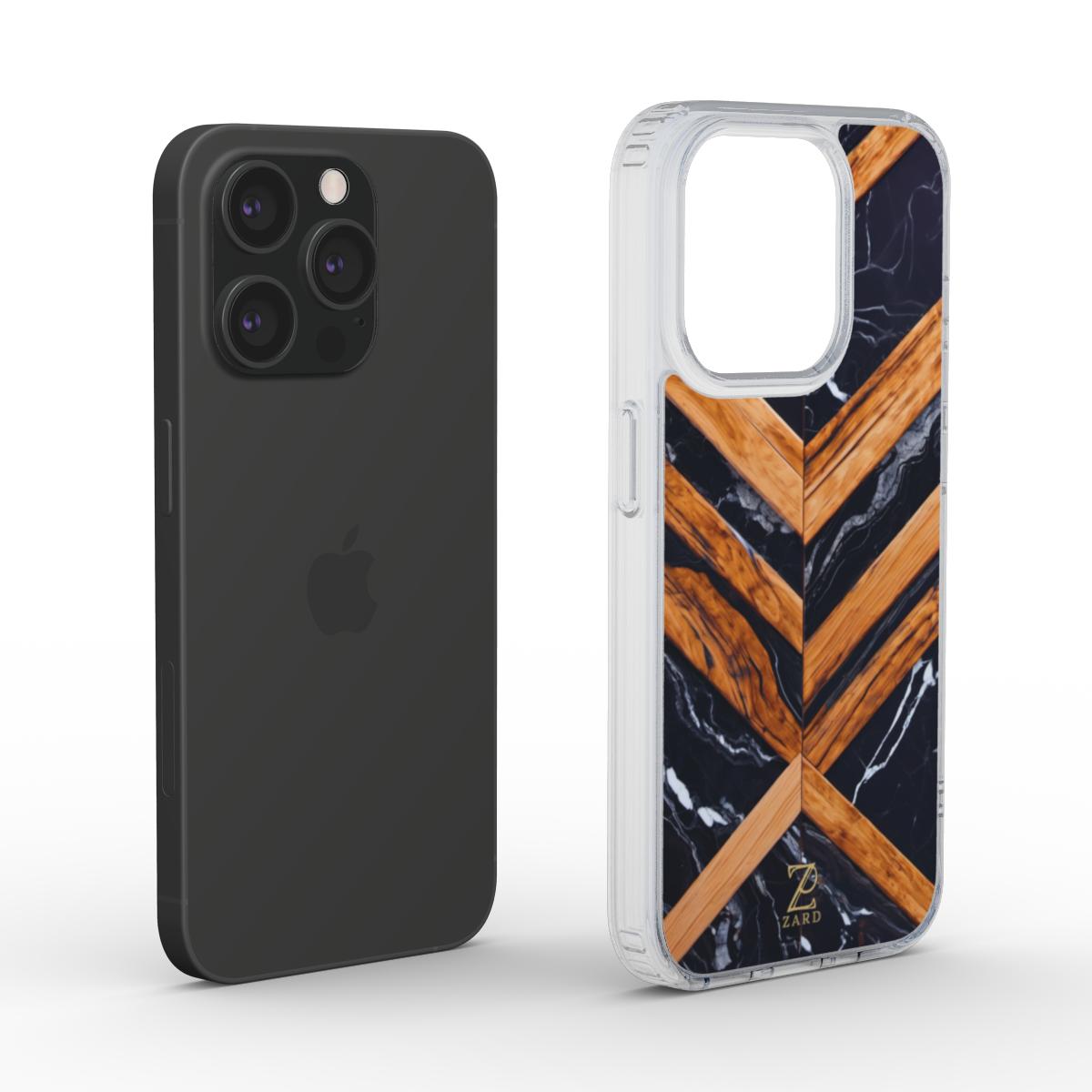 Phone clear case: Marble Cross Wood Mirror