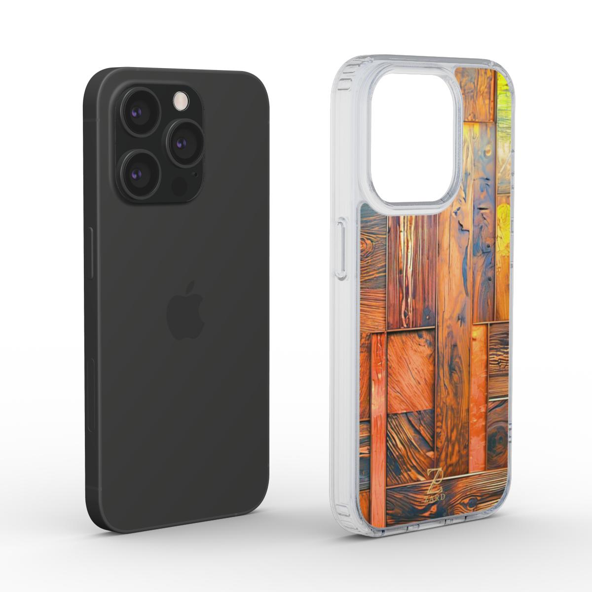 Phone clear case (MagSafe): Amber Wood Mocaic