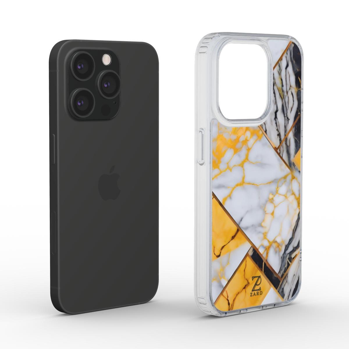 Phone clear case (MagSafe): Yellow Grayscale Struct Marble