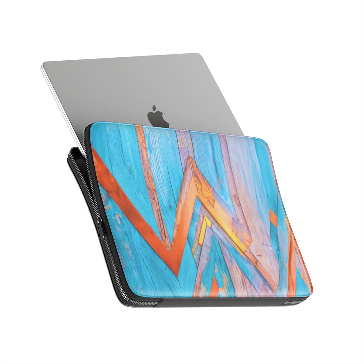 Laptop Sleeve: Turquoise Rustic Wood
