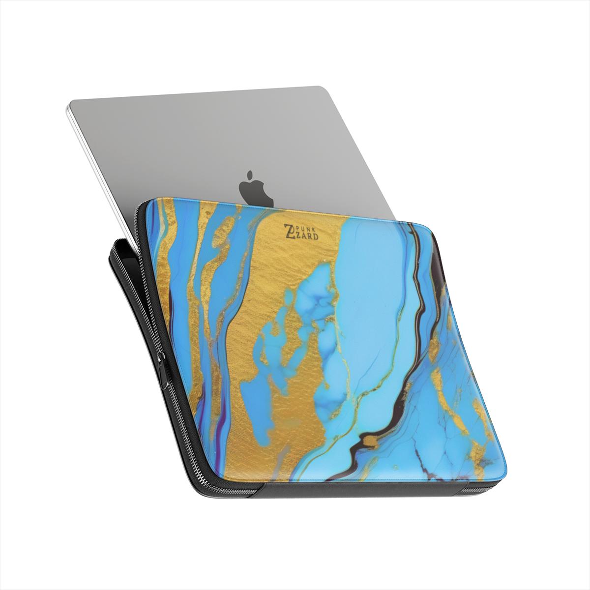 Laptop Sleeve: Azure Golden Marble