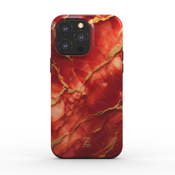 Phone tough case (MagSafe): Red Marble