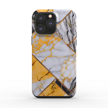 Phone tough case: Yellow Grayscale Struct Marble