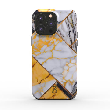 Phone tough case (MagSafe): Yellow Grayscale Struct Marble