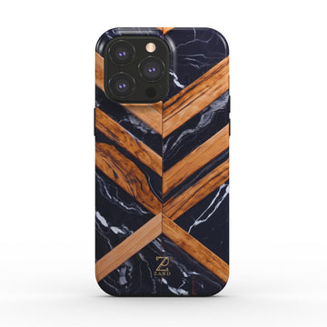 Phone tough case (MagSafe): Marble Cross Wood Mirror
