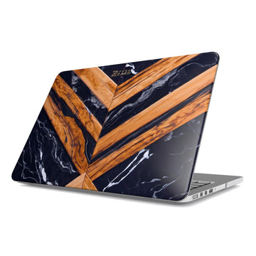 MacBook snap case: Marble Cross Wood Mirror