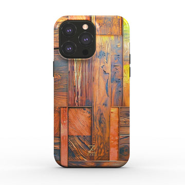 Phone tough case (MagSafe): Amber Wood Mosaic
