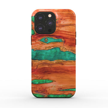 Phone tough case (MagSafe): Emerald Gold Dust Timber