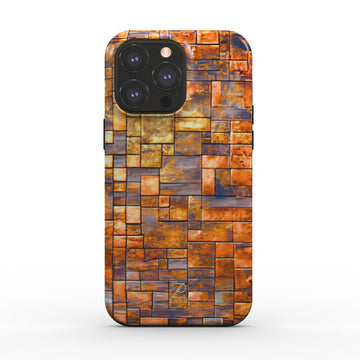 Phone tough case (MagSafe): Brass Rustic Blocks