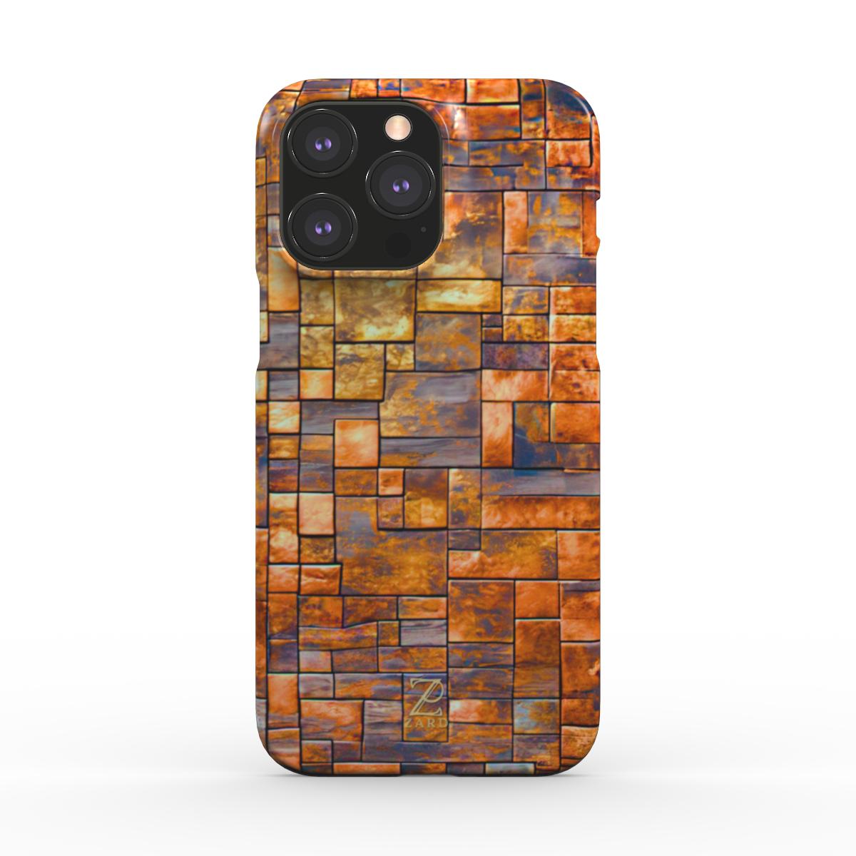 Phone snap case: Brass Rustic Blocks