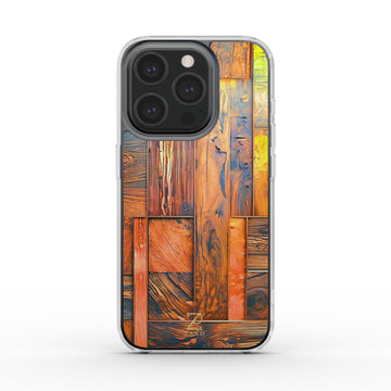 Phone clear case: Amber Wood Mosaic