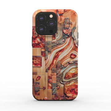 Phone tough case (MagSafe): Amber Mosaic Timber