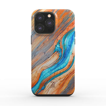 Phone tough case: Azure Flow Rustic Timber