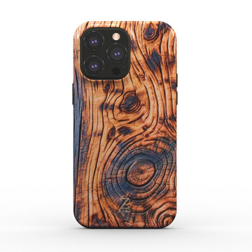Phone tough case (MagSafe): Charcoal Rustic Wood