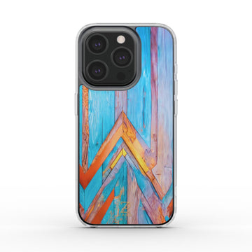 Phone clear case: Turquoise Rustic Wood