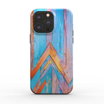 Phone tough case (MagSafe): Turquoise Rustic Wood