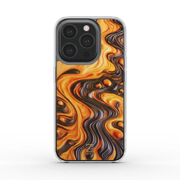 Phone clear case: Bubble Magma Wood
