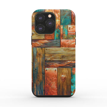Phone tough case:  Copper Plated Wood
