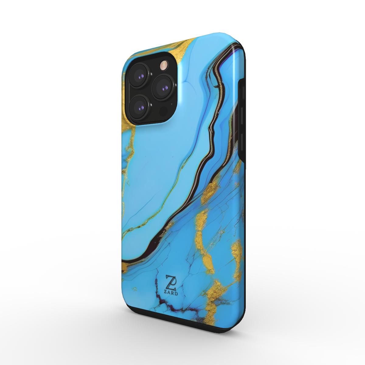 Phone tough case: Azure Golden Marble