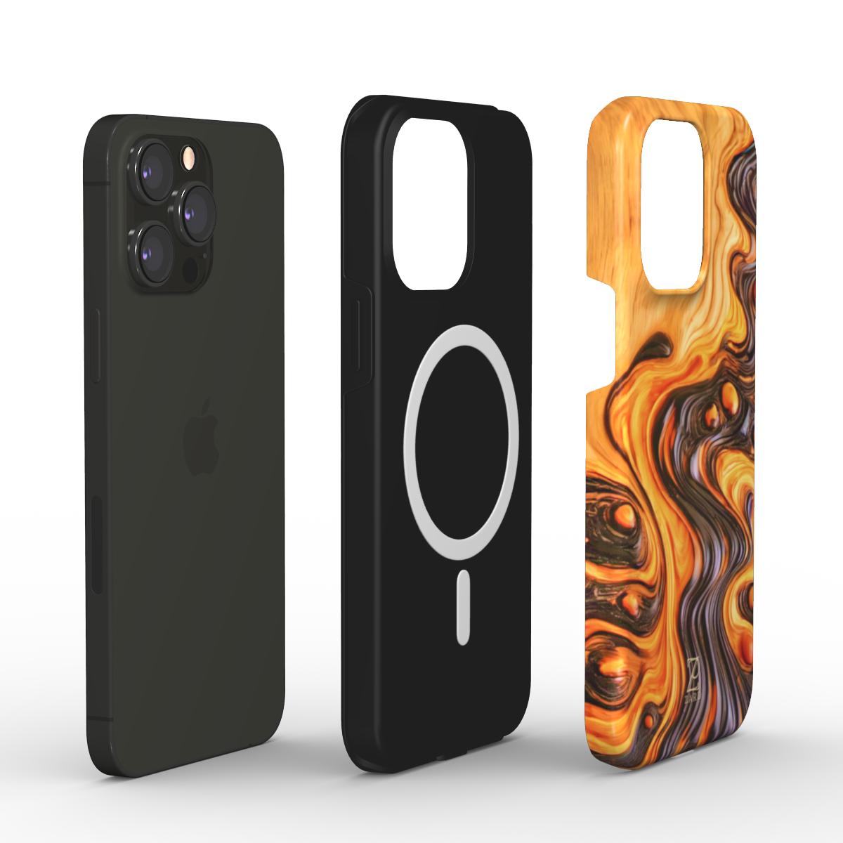 Phone tough case (MagSafe): Bubble Magma Wood