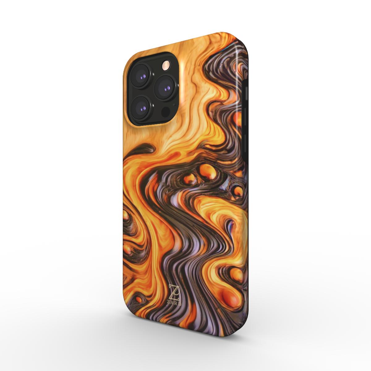 Phone tough case (MagSafe): Bubble Magma Wood