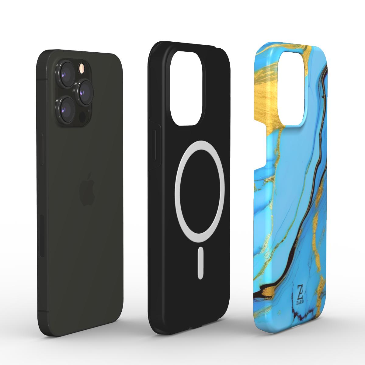 Phone tough case (MagSafe): Azure Golden Marble