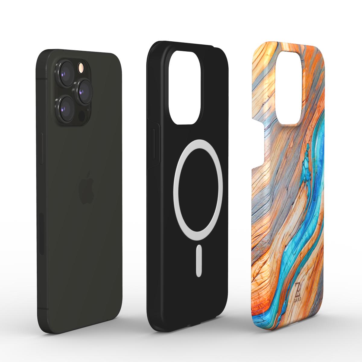 Phone tough case (MagSafe): Azure Flow Rustic Timber