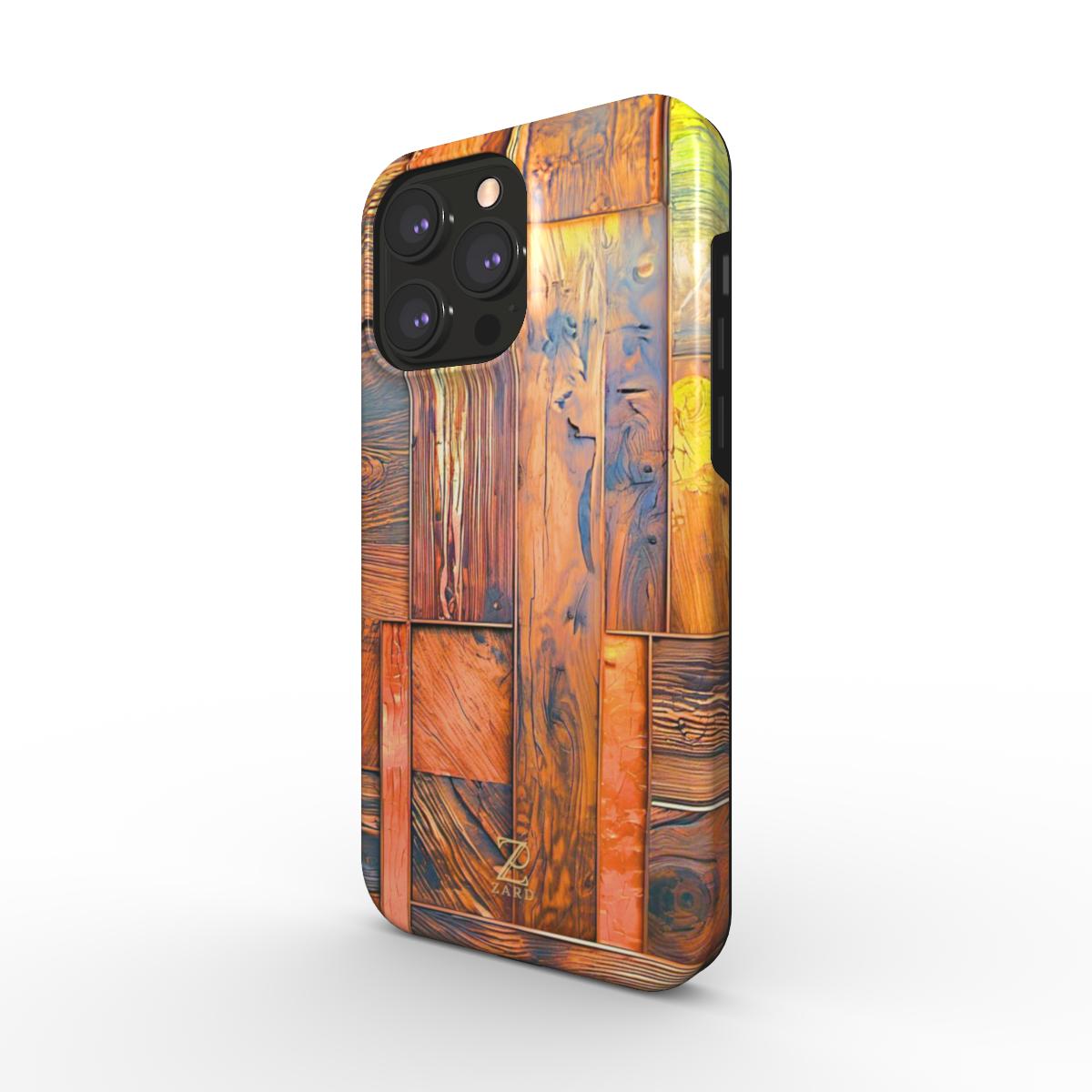 Phone tough case (MagSafe): Amber Wood Mosaic
