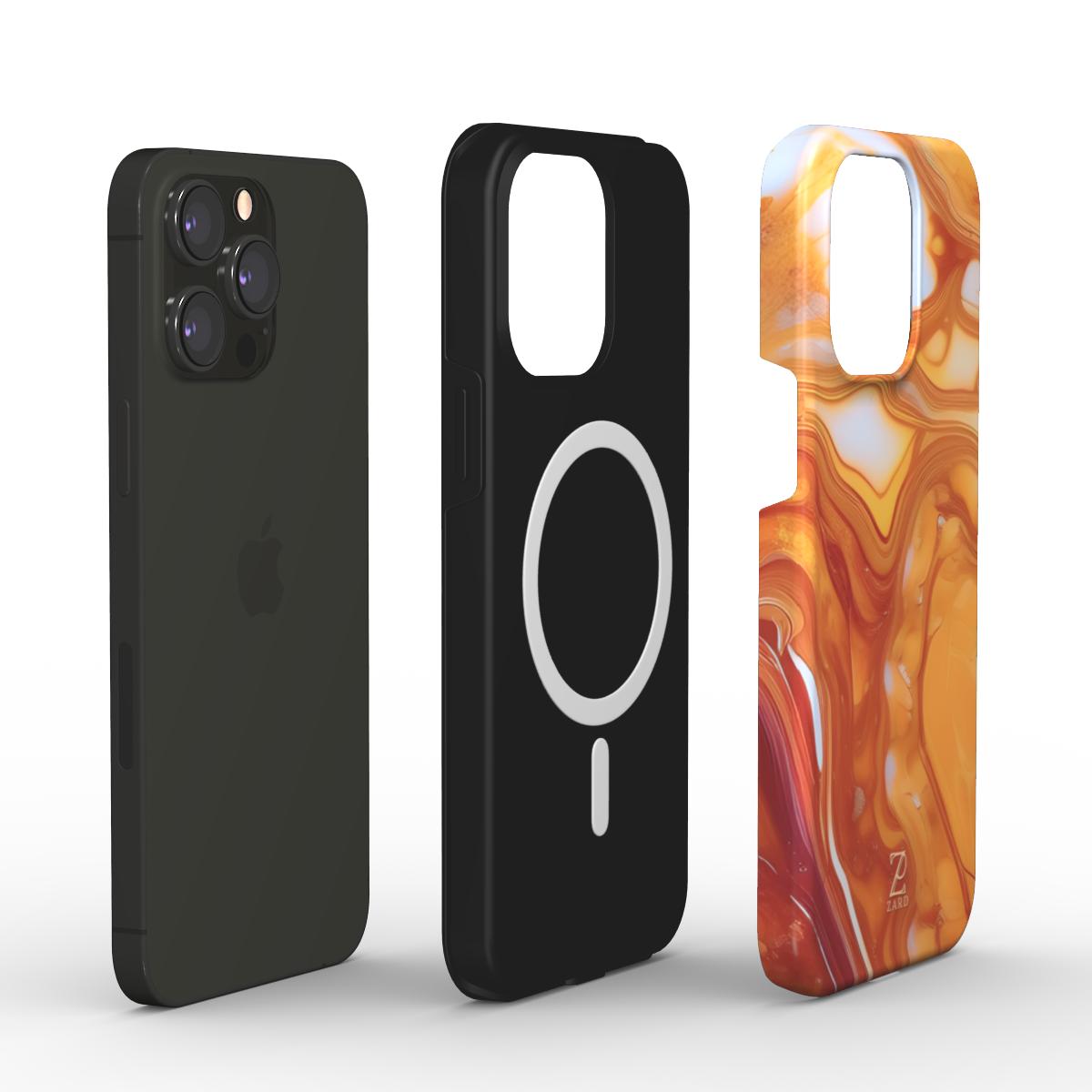 Phone tough case (MagSafe): Amber Marble