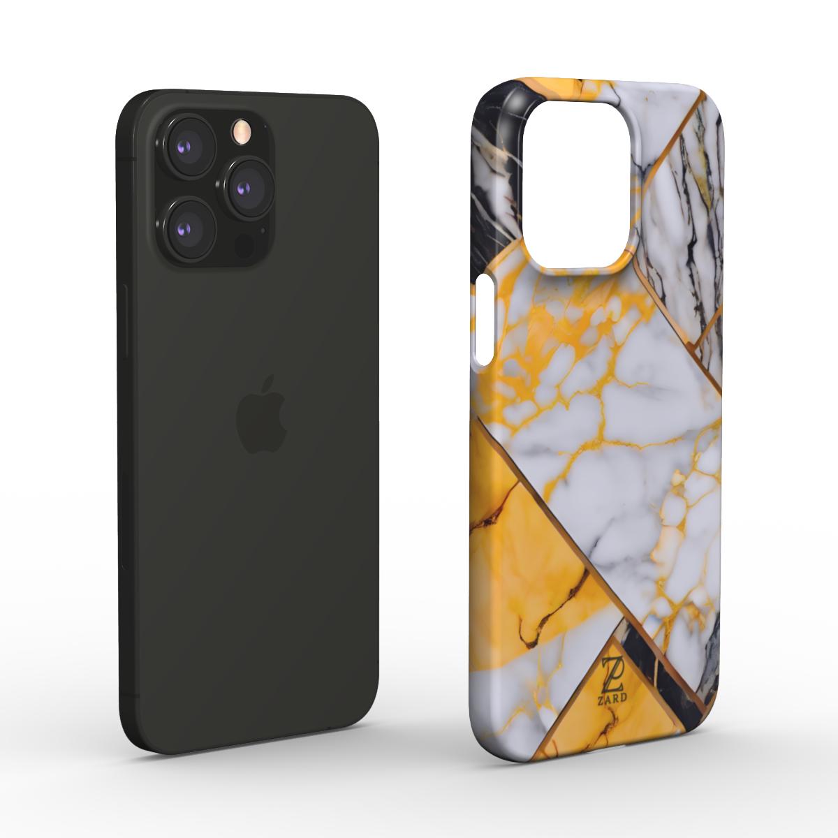 Phone snap case: Yellow Grayscale Struct Marble