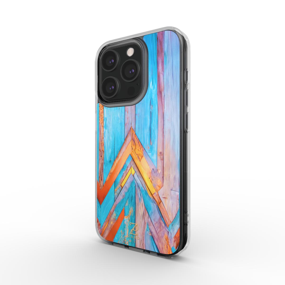 Phone clear case: Turquoise Rustic Wood