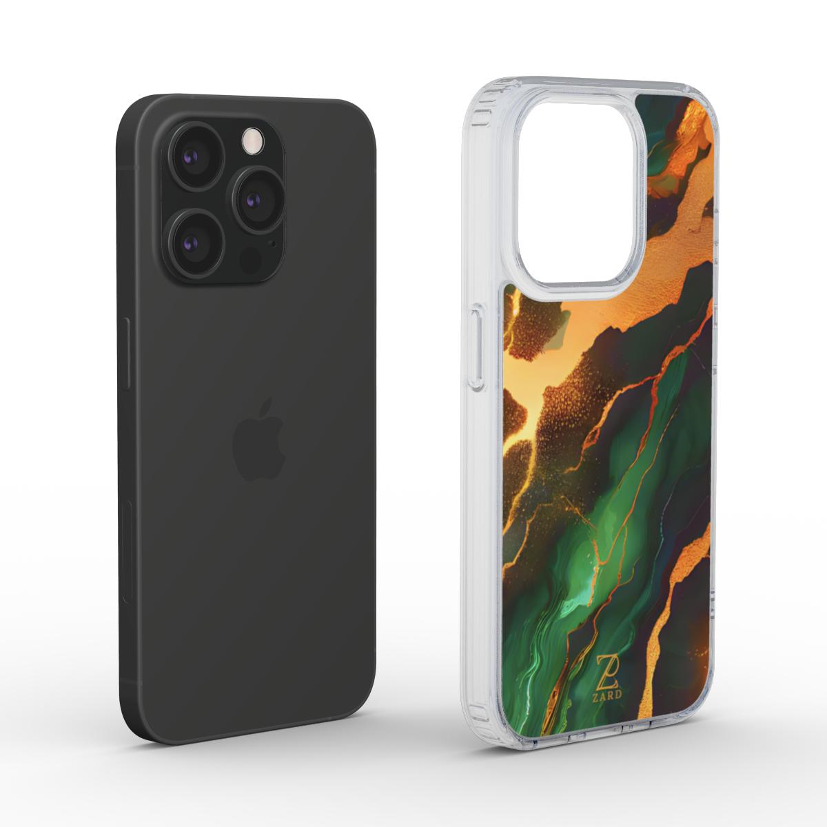 Phone clear case: Moss Golden Marble