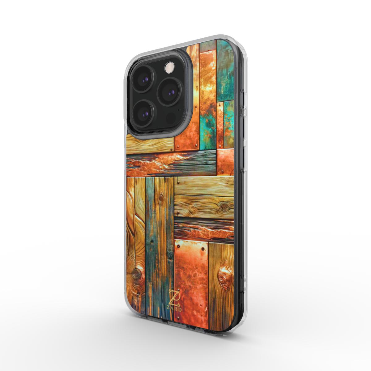 Phone clear case: Copper Plated Wood