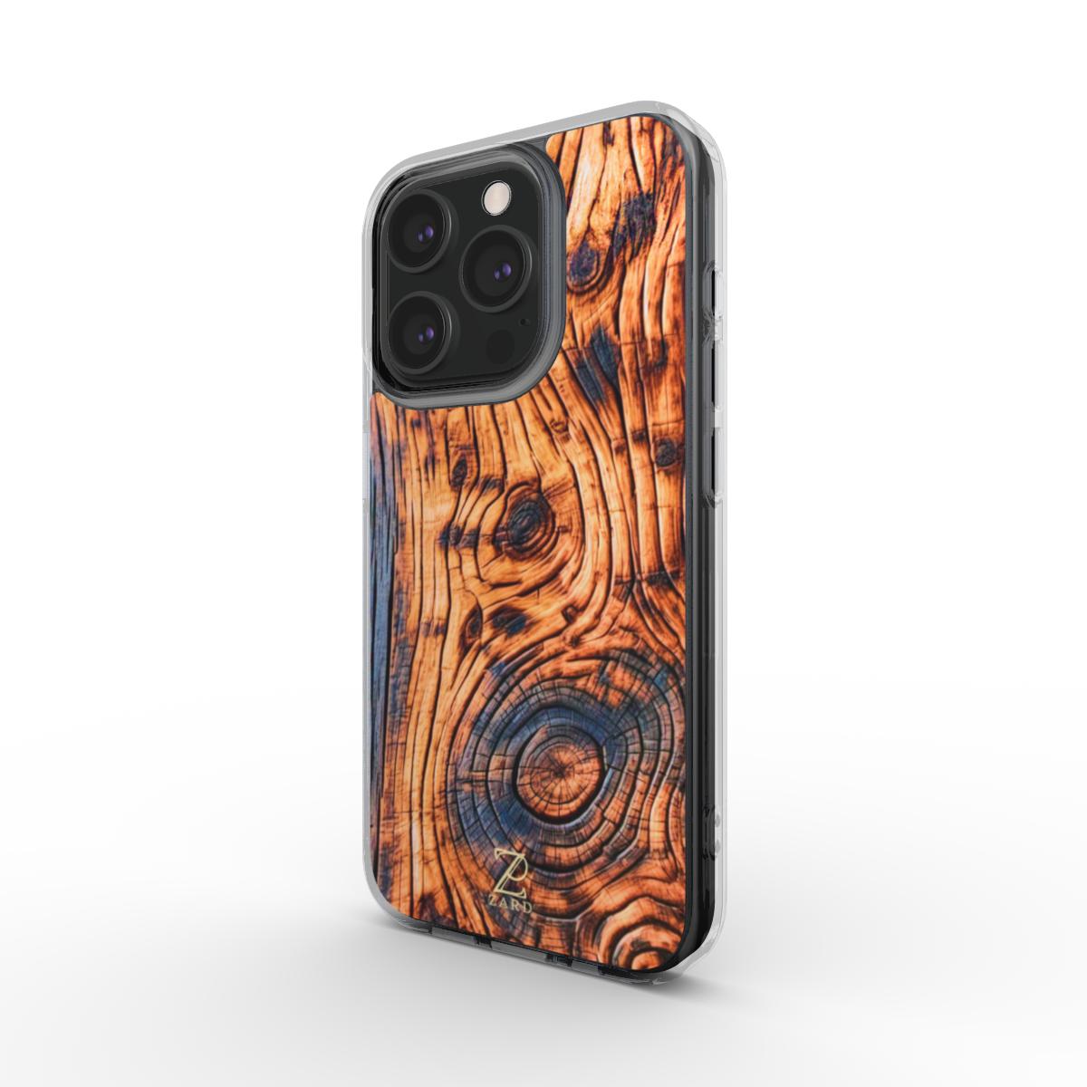 Phone clear case: Charcoal Rustic Wood