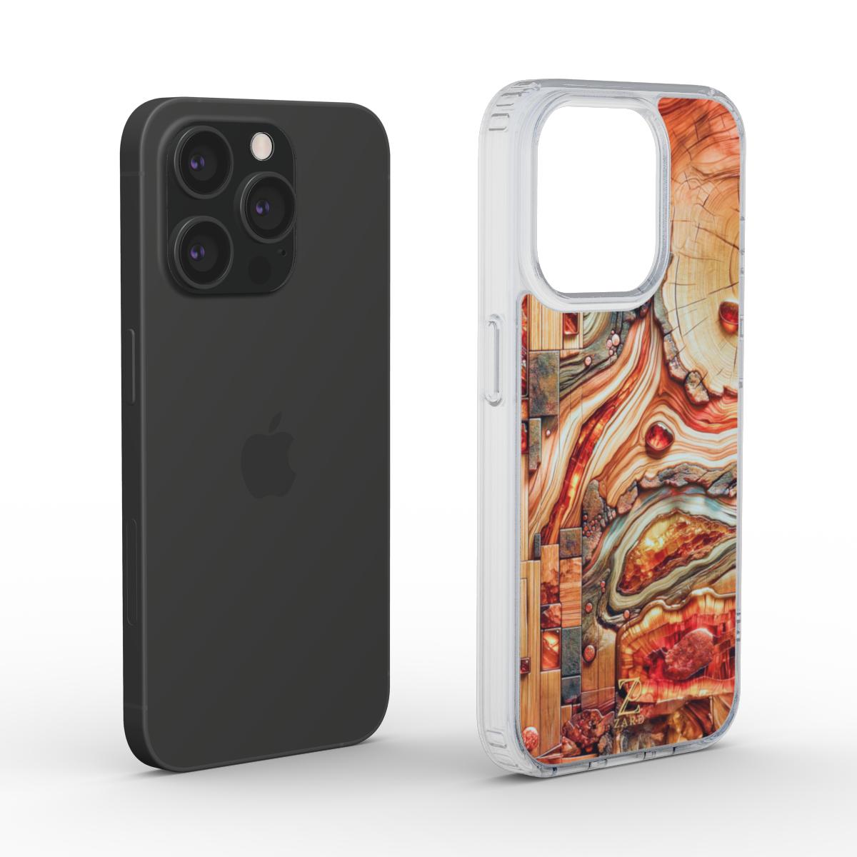 Phone clear case: Amber Mosaic Timber