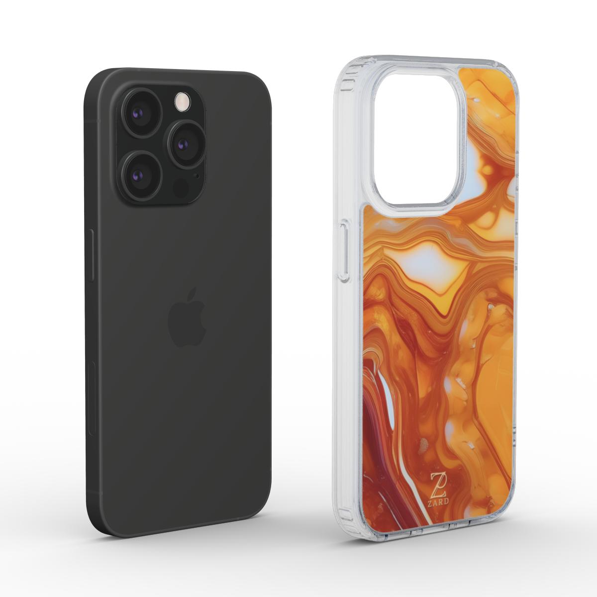 Phone clear case: Amber Marble