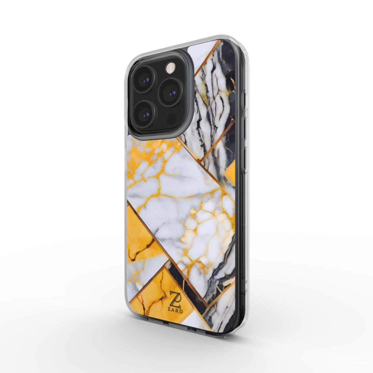 Phone clear case (MagSafe): Yellow Grayscale Struct Marble