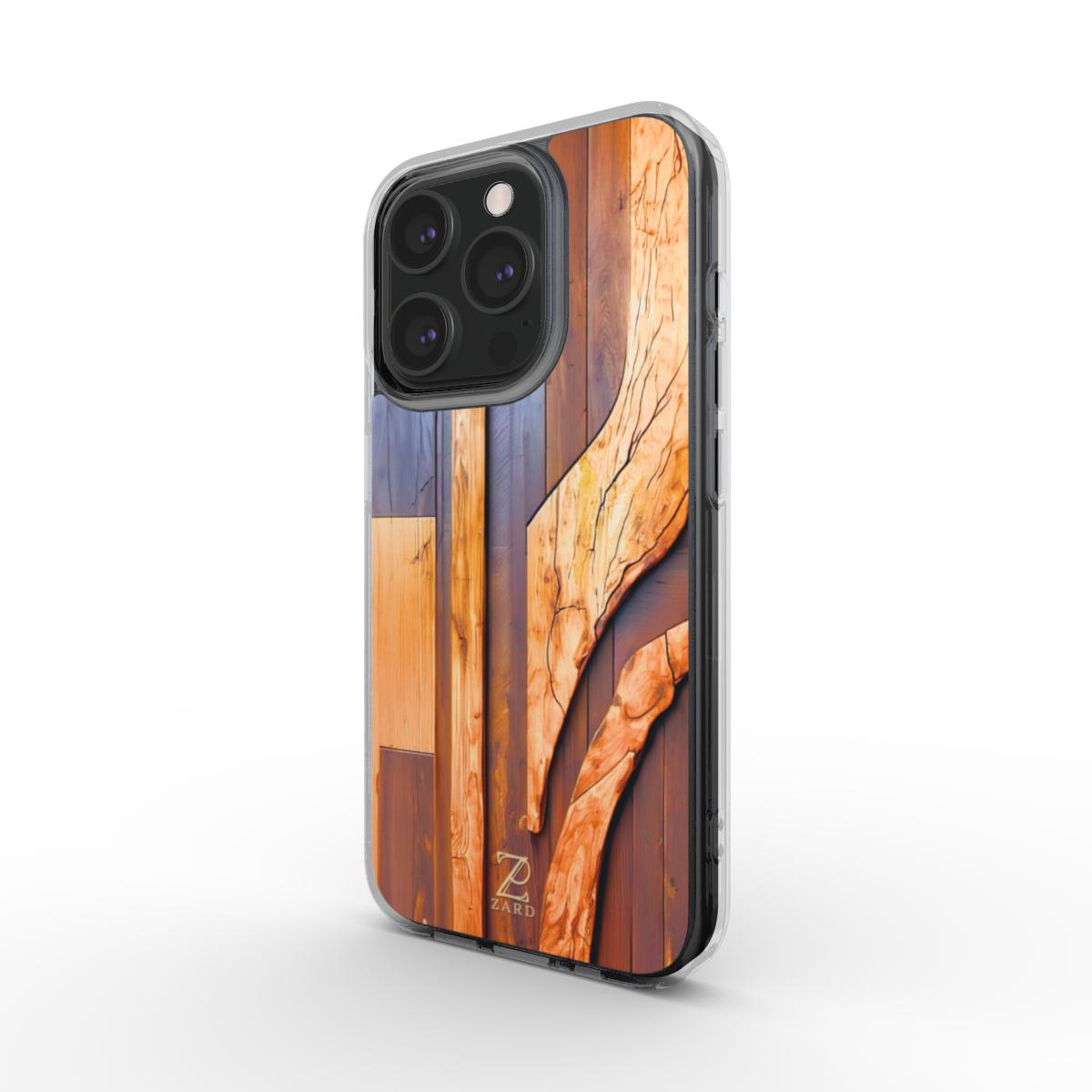 Phone clear case (MagSafe): Walnut Mosaic Wood