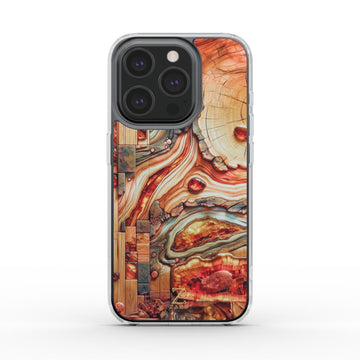 Phone clear case (MagSafe): Amber Mosaic Timber