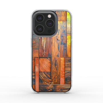 Phone clear case (MagSafe): Amber Wood Mocaic