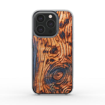 Phone clear case (MagSafe): Charcoal Rustic Wood