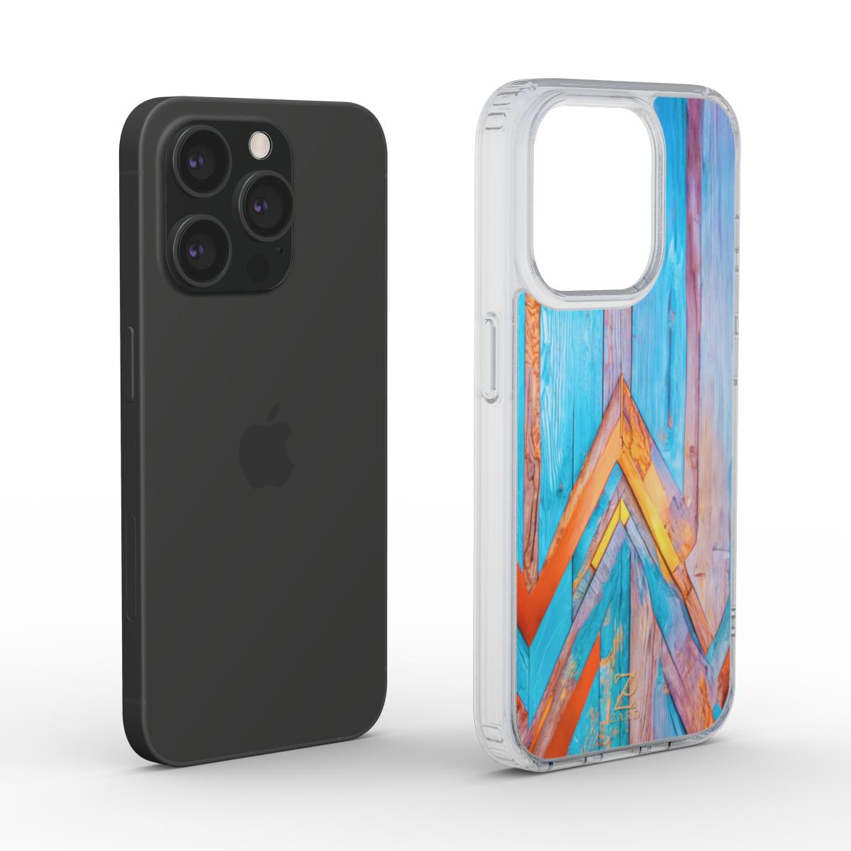 Phone clear case (MagSafe): Turquoise Rustic Wood